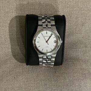 Geneve Stainless Steel Quartz Watch, White Textured Dial, 10 ATM Water Resistant